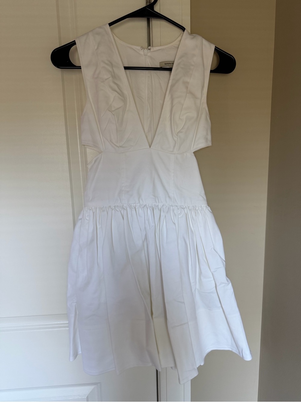 Banana Republic White Deep V-Neck Mini Dress